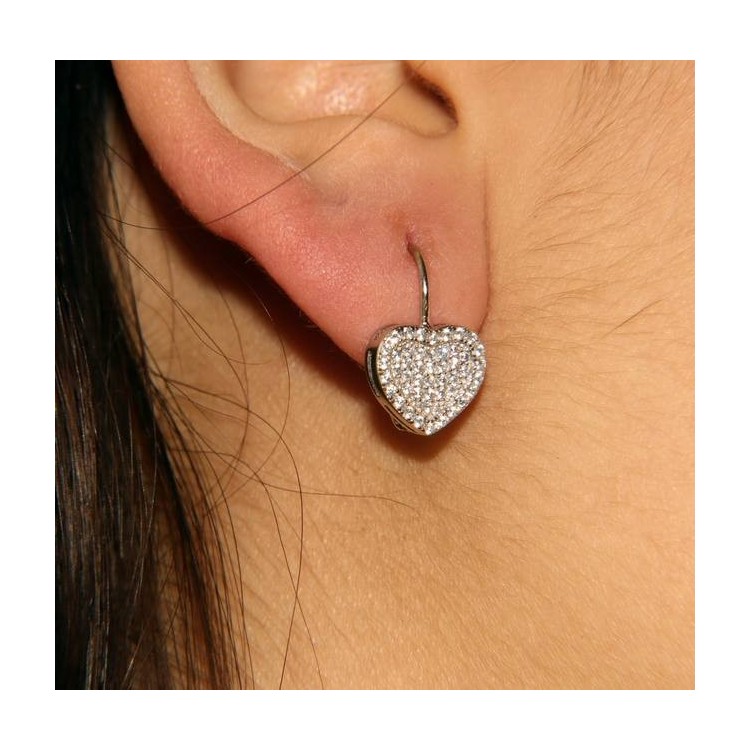 NLB|Woman earrings in silver 925 silver heart micropavè of cubic zirconia 10.5mm