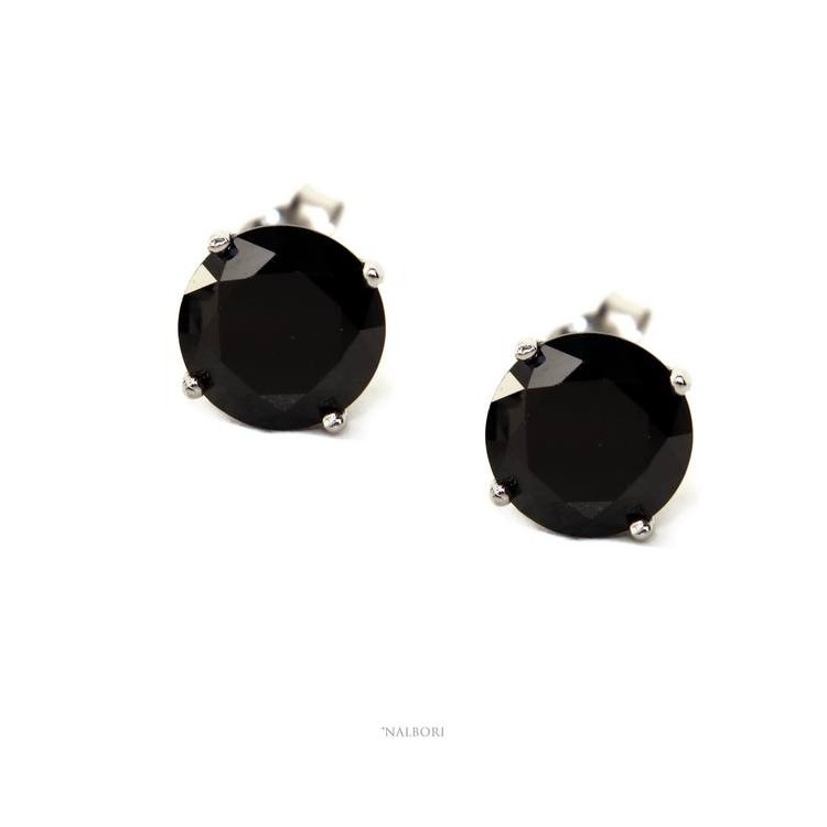 NLB|orecchini uomo/donna punto luce perno e griffe zircone nero o bianco 7 mm