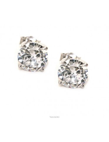 orecchini NALBORI uomo/donna punto luce perno e griffe zircone nero o bianco 7 mm
