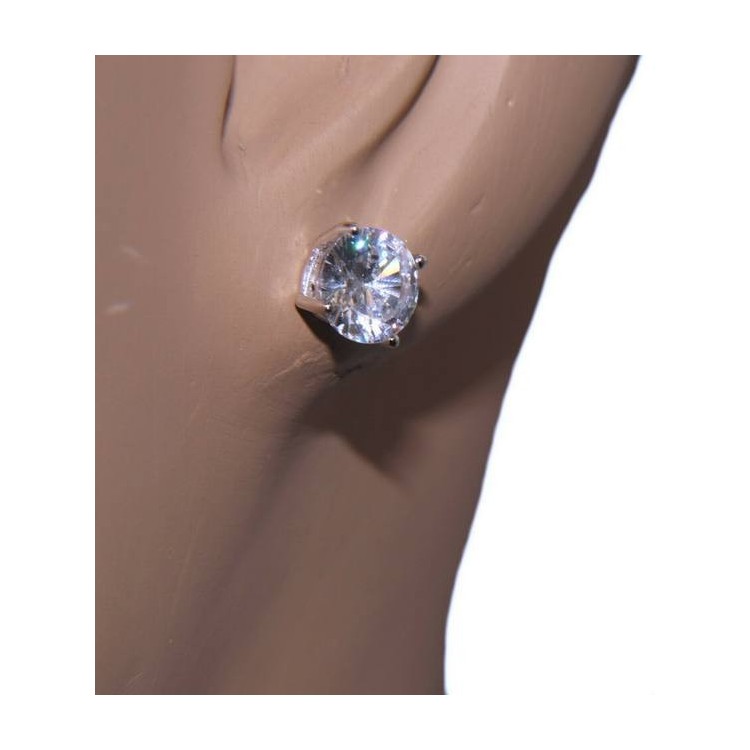 NLB|Set of women's 7 mm light point in 925 silver with zircon. Venetian chain pendant and matching earrings