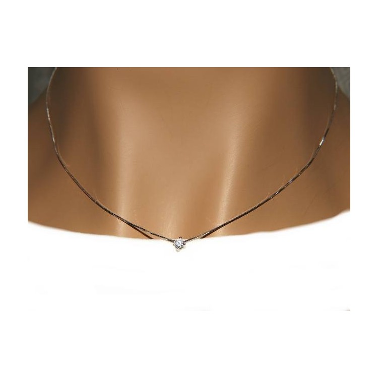 NLB|Set of women's 3 mm light point in 925 silver with zircon. Venetian chain pendant and matching earrings