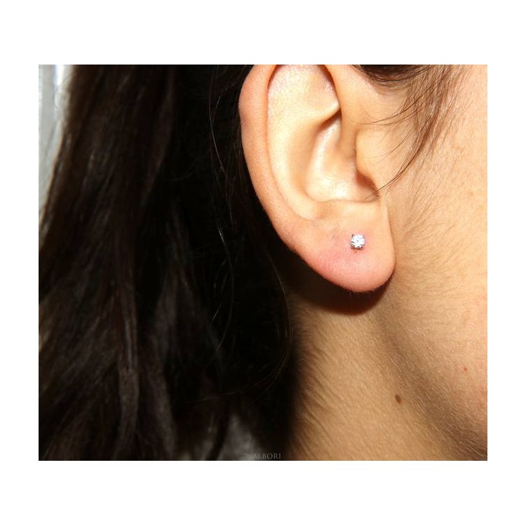 NLB|Set of women's 3 mm light point in 925 silver with zircon. Venetian chain pendant and matching earrings