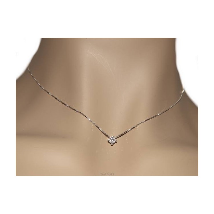 NLB|Set of women's 4 mm light point in 925 silver with zircon. Venetian chain pendant and matching earrings