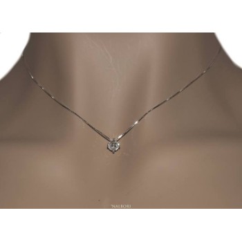 NLB|Set of women's 5 mm light point in 925 silver with zircon. Venetian chain pendant and matching earrings