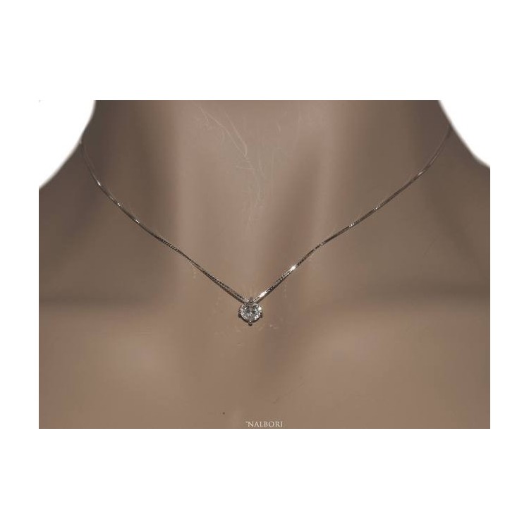 NLB|Set of women's 5 mm light point in 925 silver with zircon. Venetian chain pendant and matching earrings