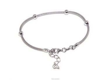 NALBORI ® bracciale fox tail cavetto argento 925 con palline lisce per uomo e donna