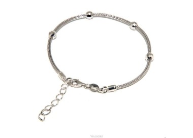 NALBORI ® bracciale fox tail cavetto argento 925 con palline diamantate per uomo e donna