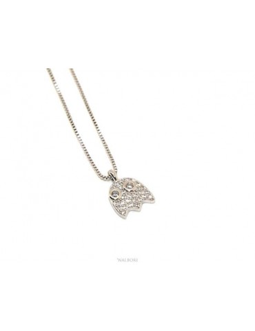 Collana Collier donna veneziana con ciondolo fantasmino pavè di zirconi NALBORI