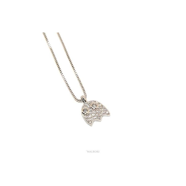 NLB|Collana Collier donna veneziana con ciondolo fantasmino pavè di zirconi NALBORI