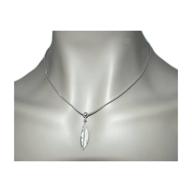 NLB|necklace Silver 925 popcorn 43 + 5 with leaf pendant and NALBORI ball