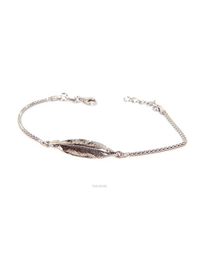 bracciale Argento 925 popcorn con centrale foglia NALBORI 16/18,5 cm bracciale Argento 925 popcorn con centrale foglia NALBORI 16/18,5 cm