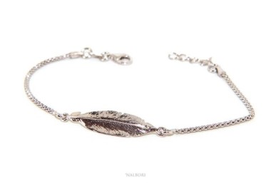 NLB|bracciale Argento 925 popcorn con centrale foglia NALBORI 16/18,5 cm