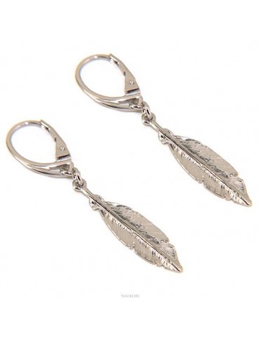 Argento 925 orecchini pendenti da donna a monachella con ciondolo foglia NALBORI