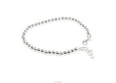 NALBORI Bracelet man woman silver 925 balls 4 mm - wrist circumference 16 - 18.50 cm