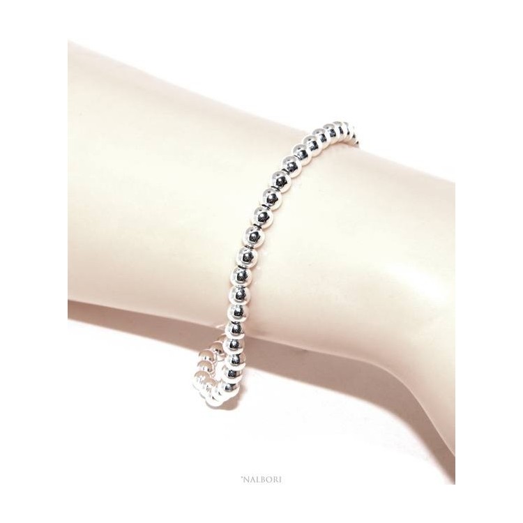 NALBORI Bracelet man woman silver 925 balls 4 mm - wrist circumference 16 - 18.50 cm