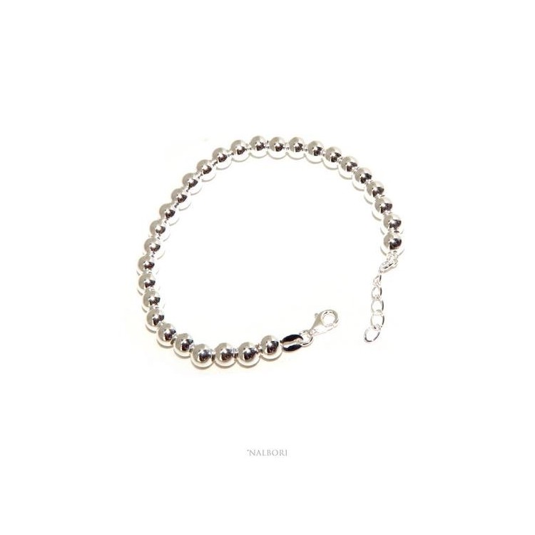 NALBORI Bracelet man woman silver 925 balls 6 mm ultralight wrist cm 15 - 18.50