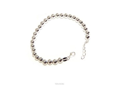 NALBORI Bracelet man woman silver 925 balls 6 mm ultralight wrist cm 15 - 18.50