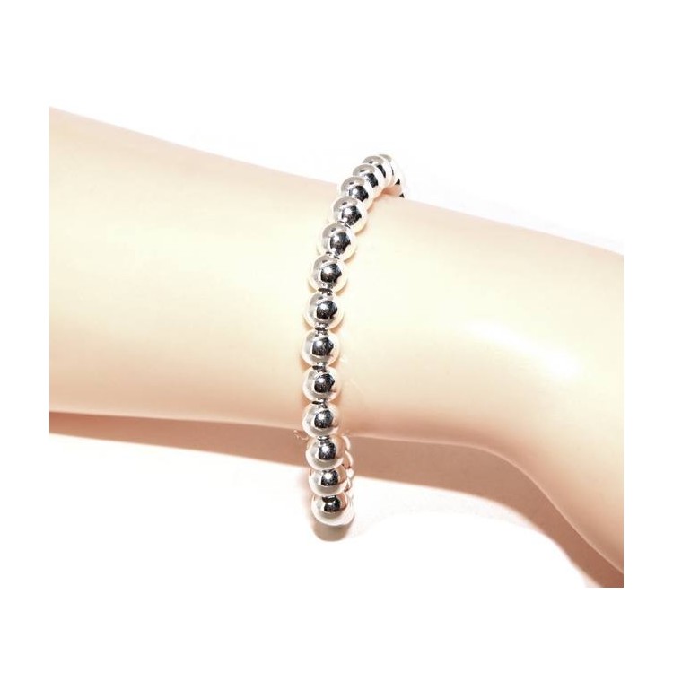 NALBORI Bracelet man woman silver 925 balls 6 mm ultralight wrist cm 15 - 18.50