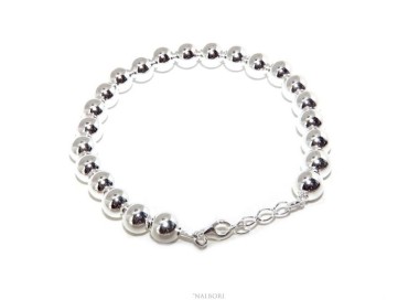NALBORI Bracelet man woman silver 925 balls 8 mm ultralight wrist cm 16 - 19