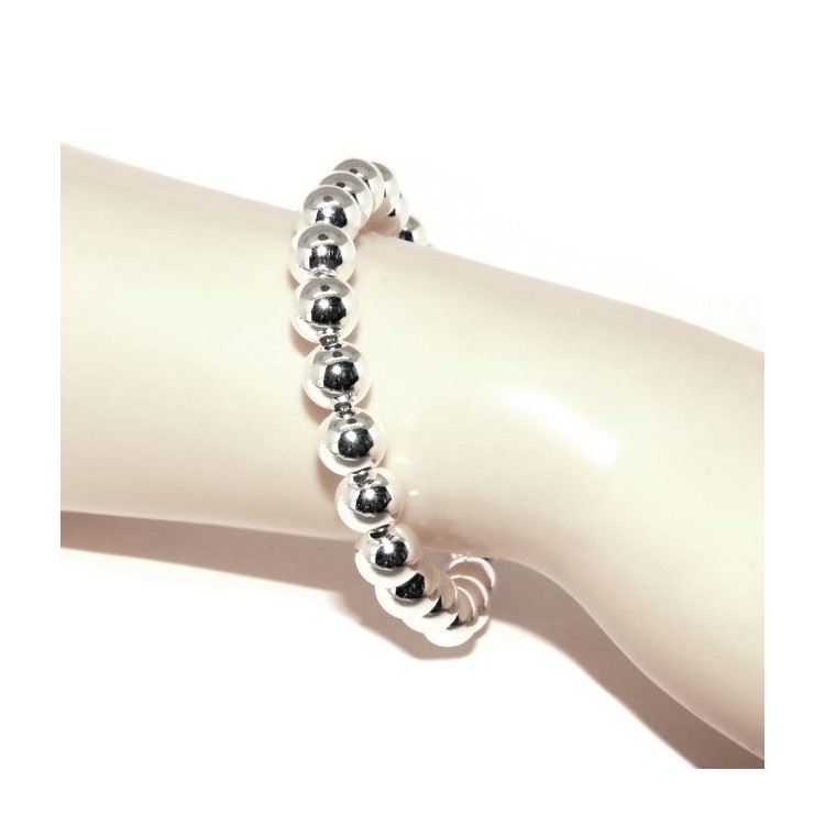NALBORI Bracelet man woman silver 925 balls 8 mm ultralight wrist cm 16 - 19