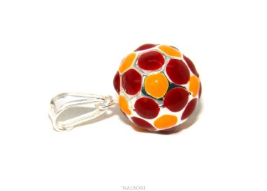 NLB|cioc14 - Argento 925 : Ciondolo uomo donna palla pallone da calcio giallorosso ROMA Made in Italy
