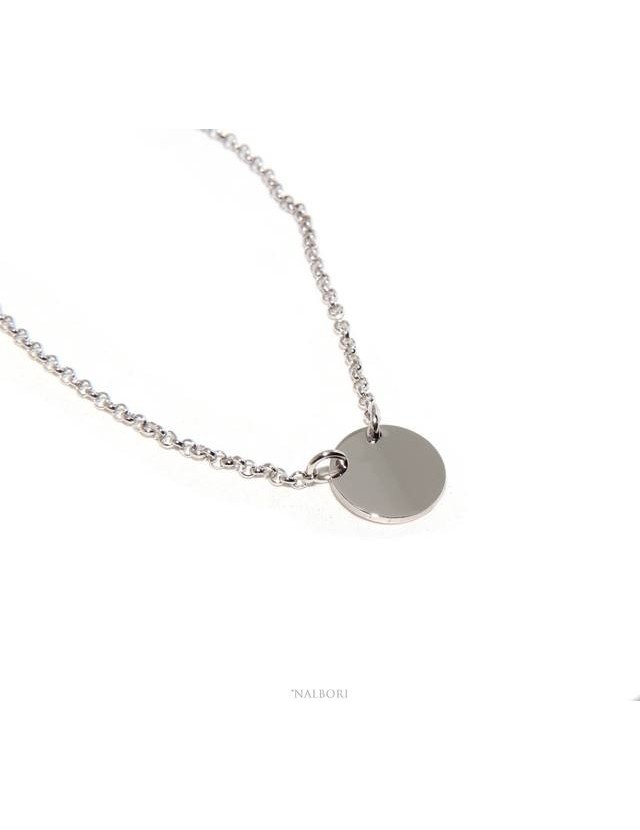 NALBORI collana donna Argento 925 rolo' 45+5 con medaglietta tonda massiccia NALBORI collana donna Argento 925 rolo' 45+5 con medaglietta tonda massiccia