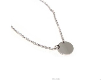 NALBORI collana donna Argento 925 rolo' 45+5 con medaglietta tonda massiccia