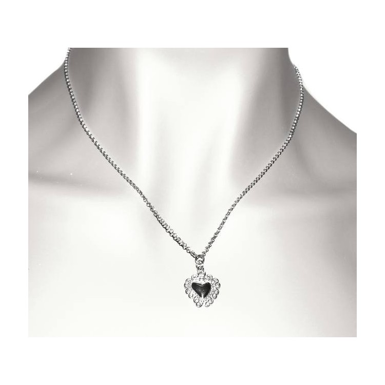 NALBORI necklace 925 silver woman rolo '45 + 5 with sacred heart pendant ex voto bathroom white gold