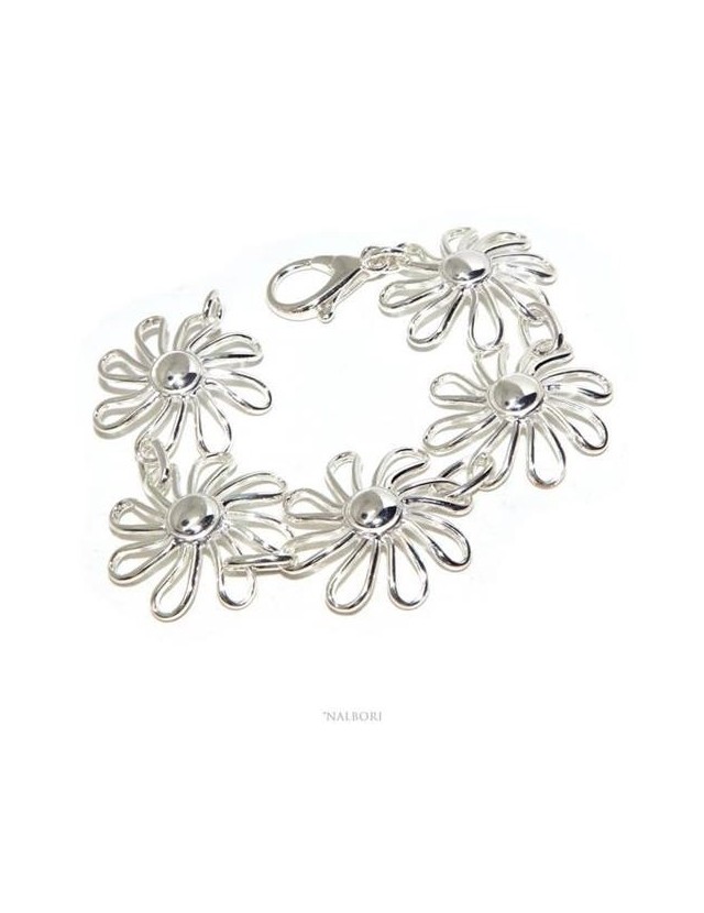 NALBORI bracciale da donna in Argento 925 Mestoso Fiori Margherita semiRigido design esclusivo NALBORI bracciale da donna in Argento 925 Mestoso Fiori Margherita semiRigido design esclusivo