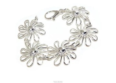NALBORI bracciale da donna in Argento 925 Mestoso Fiori Margherita semiRigido design esclusivo