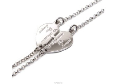 NALBORI Double bracelet HIM and HER written we will love each other forever Silver 925 broken heart