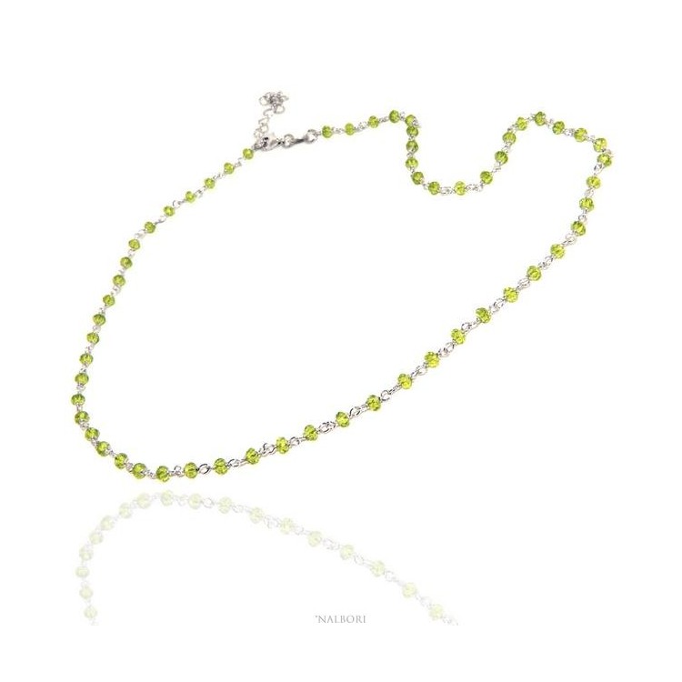 NALBORI 925 silver necklace for men or women with lime green 3.5 mm handmade Marseillaise 45 + 5 Nalbori_1208