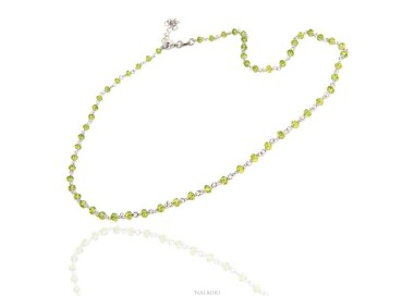 NALBORI codice N1208  collana argento 925 per uomo o donna con cristallo verde lime 3,5 mm marsigliese fatta a mano 45+5