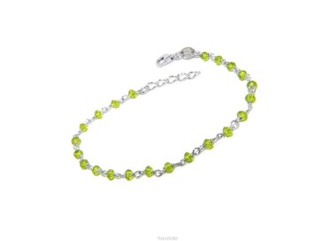 NALBORI Bracelet man woman Silver 925 With lime green crystal 3,5mm Marseillaise handmade 16,5-19,5cm