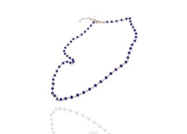 NALBORI marsigliesi collana Argento 925 con cristallo blue blu bluette 3,5 mm fatta a mano 45+5 N0680 §NALBORI_0680
