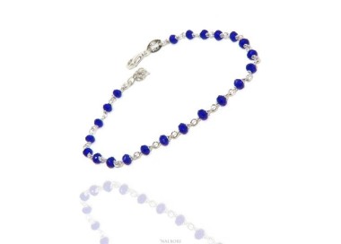 NLB|Man woman bracelet 925 Silver With Blue 3 / 3.5 mm crystal processing Marseille rosary handmade