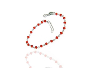 NLB|N1210 Bracelet man woman Silver 925 With red crystal 3,5mm Marseillaise handmade 16,5-19,5cm