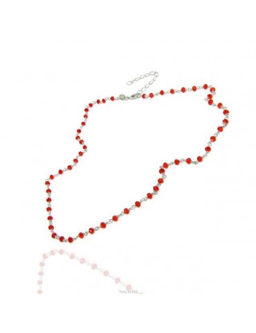 NALBORI 925 silver necklace for men or women with rubin red 3.5 mm handmade Marseillaise 45 + 5