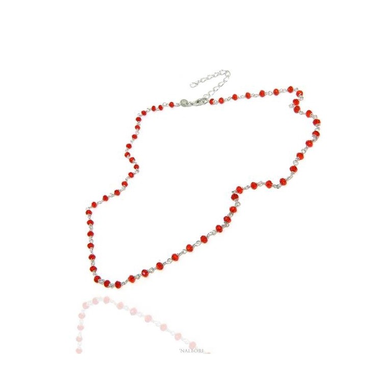 NALBORI 925 silver necklace for men or women with rubin red 3.5 mm handmade Marseillaise 45 + 5