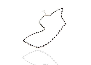 NLB|Man woman necklace Silver 925 with black crystal 3.5 mm NALBORI Marseille handmade 50+5