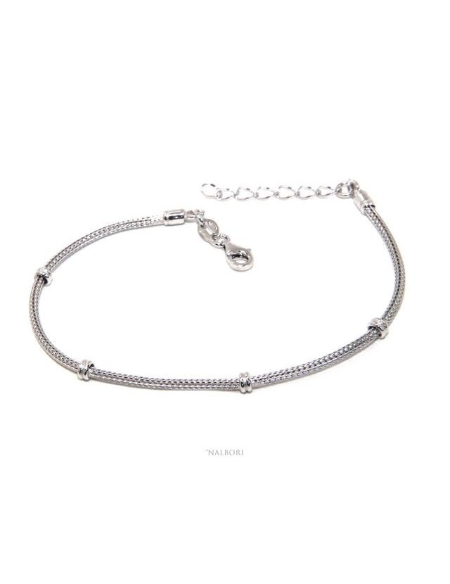 NALBORI bracciale fox tail cavetto argento 925 con pepite rondelle uomo e donna NALBORI bracciale fox tail cavetto argento 925 con pepite rondelle uomo e donna