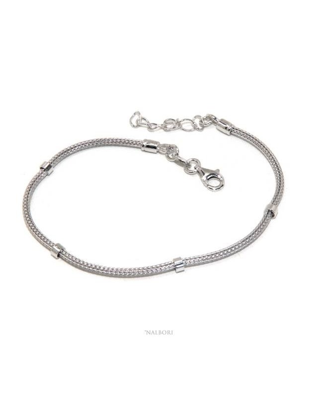 NALBORI bracciale fox tail cavetto argento 925 con rondelle lisce uomo e donna 16,5 - 20,00 NALBORI bracciale fox tail cavetto argento 925 con rondelle lisce uomo e donna 16,5 - 20,00