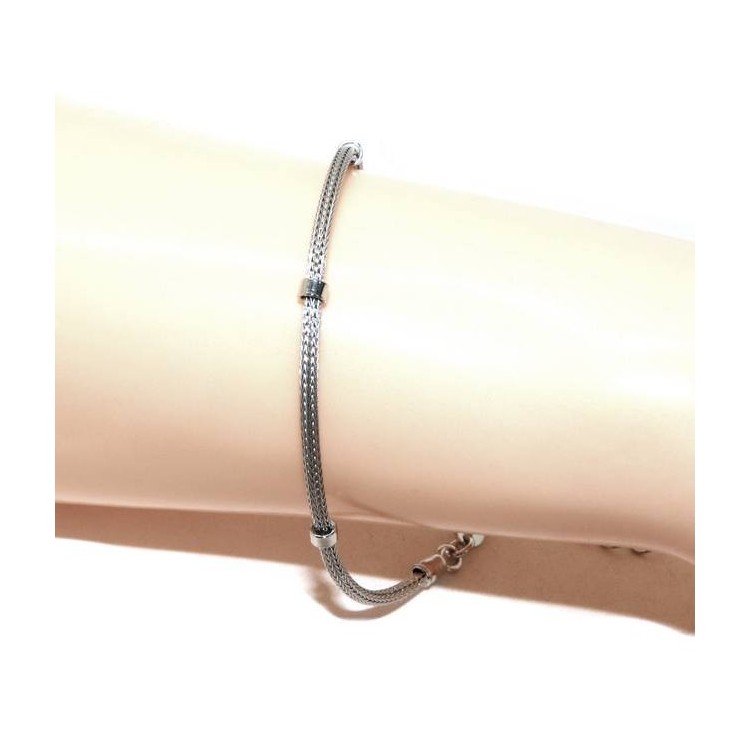 NALBORI bracciale fox tail cavetto argento 925 con rondelle lisce unisex