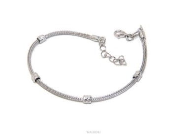 NALBORI bracciale fox tail cavetto argento 925 granelli pepite uomo e donna 16,5 - 20,00