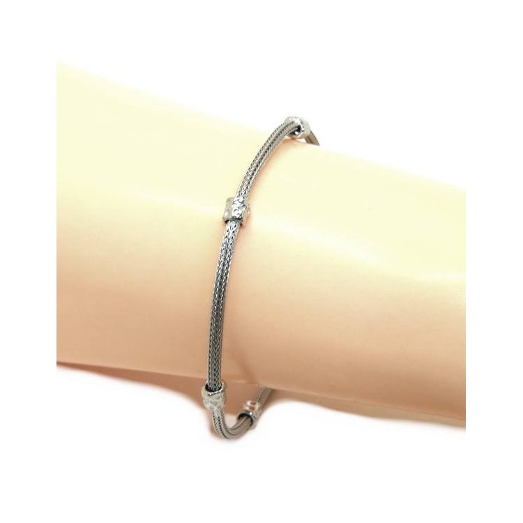 NLB|NALBORI fox tail bracelet, 925 silver cord, nuggets for men and women, 16.5 - 20.00