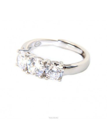 NALBORI anello trilogy donna zirconi bianchi 5 mm regolabile