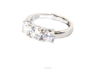 NALBORI anello trilogy donna zirconi bianchi 5 mm regolabile