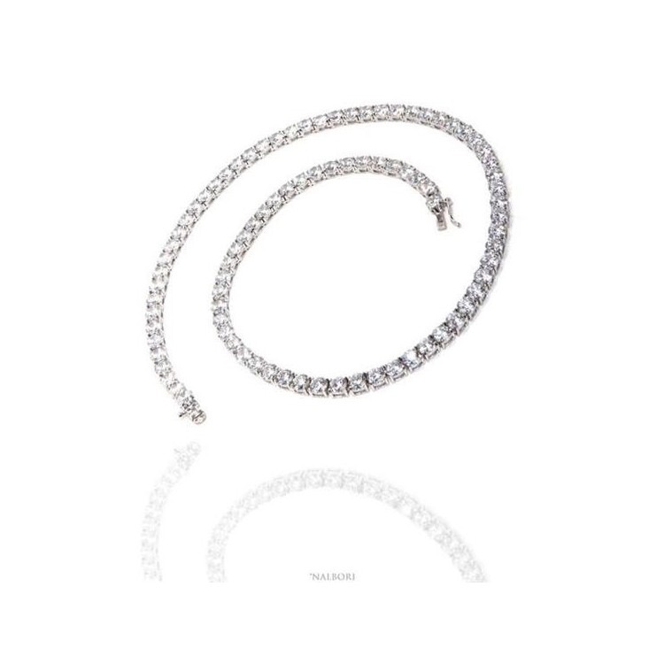 NLB|925: Collier Ladies necklace model Tennis with white cubic zirconia jaws 5 mm brilliant cut