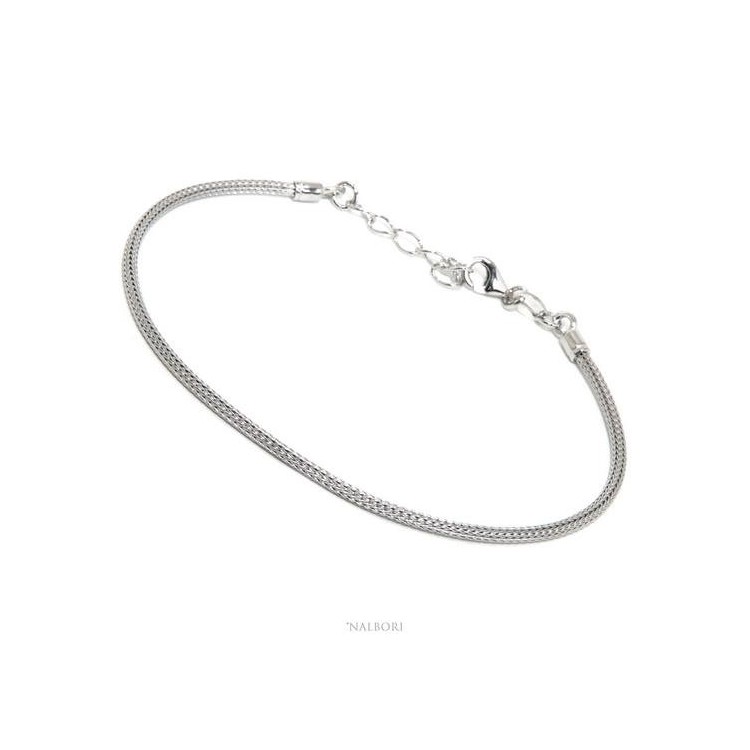 NLB|NALBORI fox tail bracelet, 925 silver simple simple linear wrist 17 - 20 cm