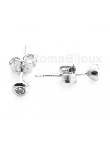  Silver :   earrings woman or man micro chives 2mm cubic zirconia